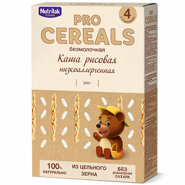 NUTRILAK Premium Каша PROCEREALS Рисовая Цельнозерновая Низкоаллергенная без Молока {с 4 мес} 200г