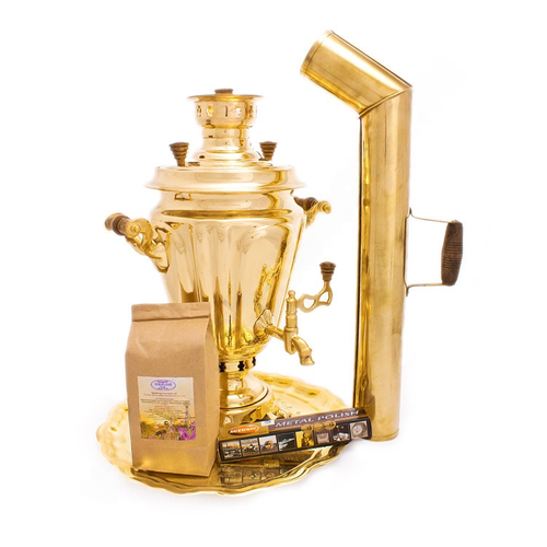 Самовар Рюмкой 5л латунь угольный в наборе