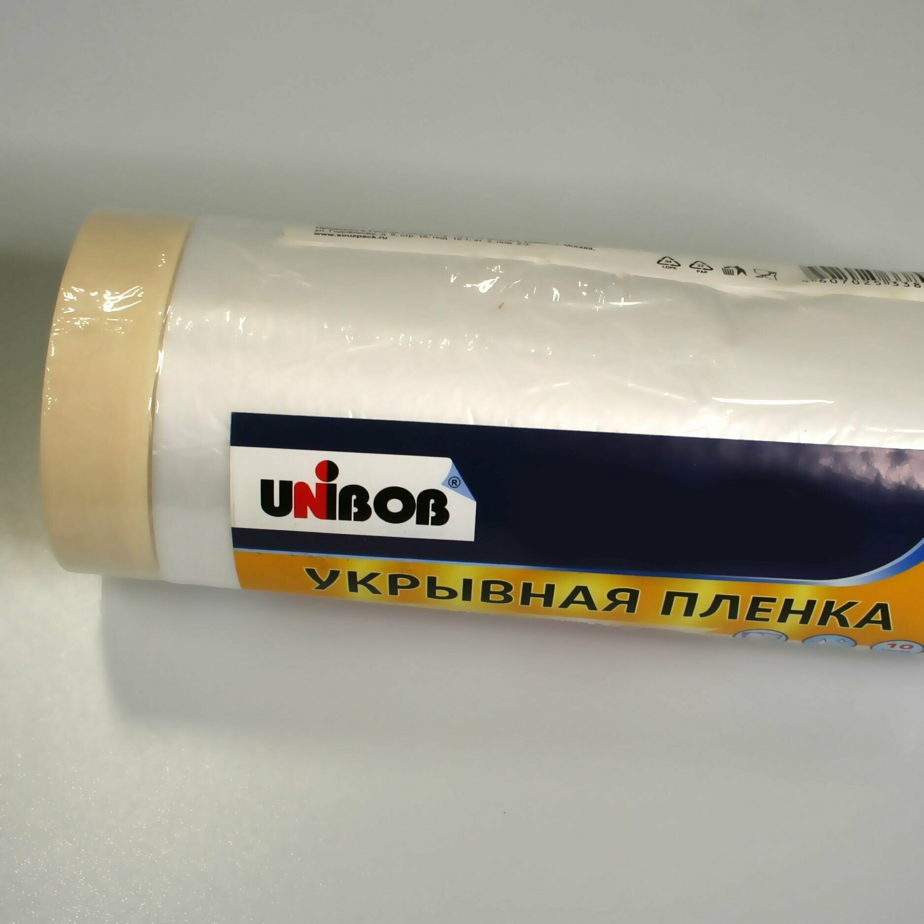 Укрывная пленка с малярной лентой, для ремонта, ТМ UNIBOB, 1.4*33 м - фотография № 5