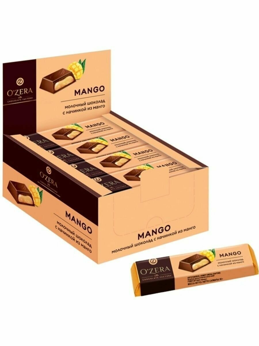 OZera, шоколадный батончик Mango, 50 г (упаковка 20 шт.)
