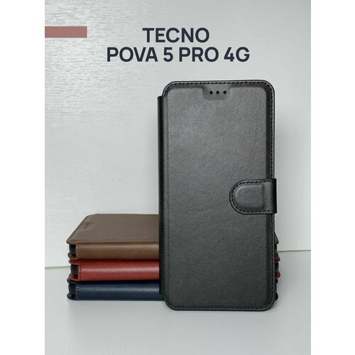 Чехол книжка Tecno Pova 5 Pro 4G/ Техно Пова 5 Про 4G c магнитной застежкой, c хлястиком и отделением под карты, черный чехол книжка для tecno pova 5 4g чехол техно пова 5 4g c магнитной застежкой c хлястиком и отделением под карты черный