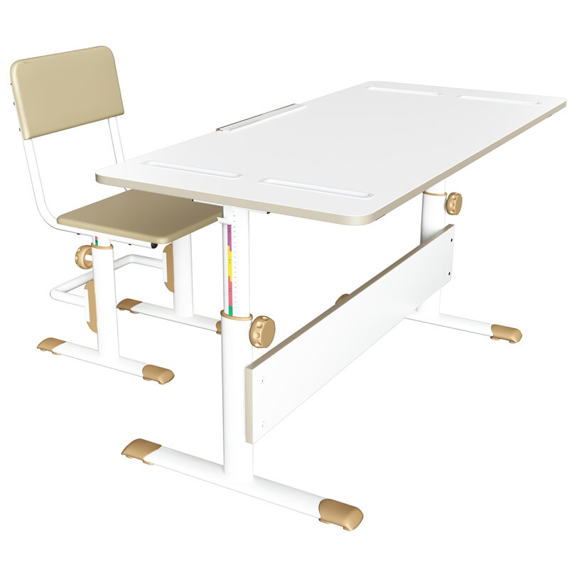 Комплект Polini Kids стол + боковая приставка CITY D2 140x55 см белый/макиато