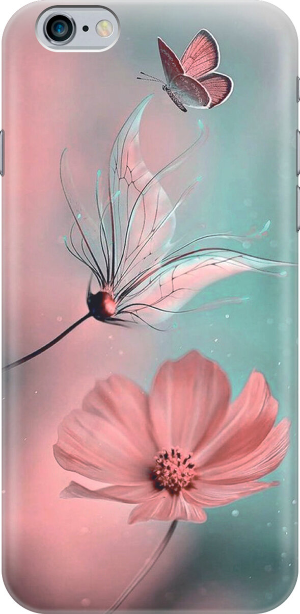 Силиконовый чехол на Apple iPhone 6S Plus / 6 Plus / Эпл Айфон 6 Плюс / 6с Плюс с рисунком "Бабочка и цветы"