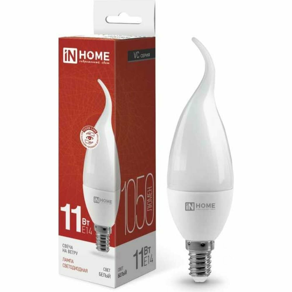 IN HOME Лампа сд led-свеча на ветру-vc 11Вт 230В Е14 4000К 990Лм 4690612030470