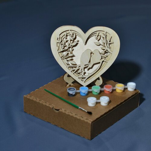 Валентинка Влюбленные птицы в наборе - многослойная 3D раскраска, декоративное панно в виде сердца раскраски хоббитека влюбленные сердца