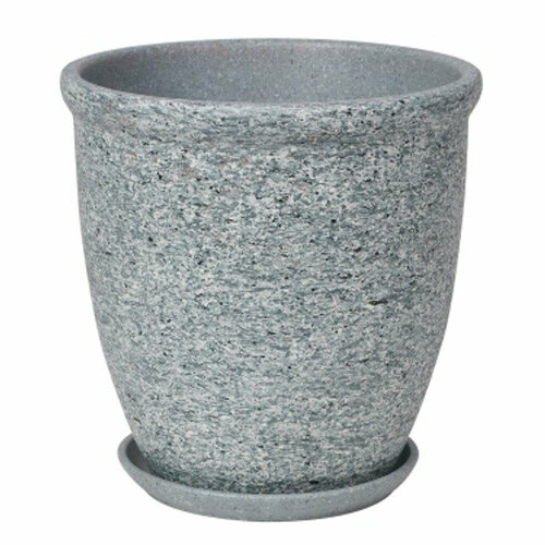 Горшок керамический с поддоном серый камень 3,4л d18см h19см готика шнур