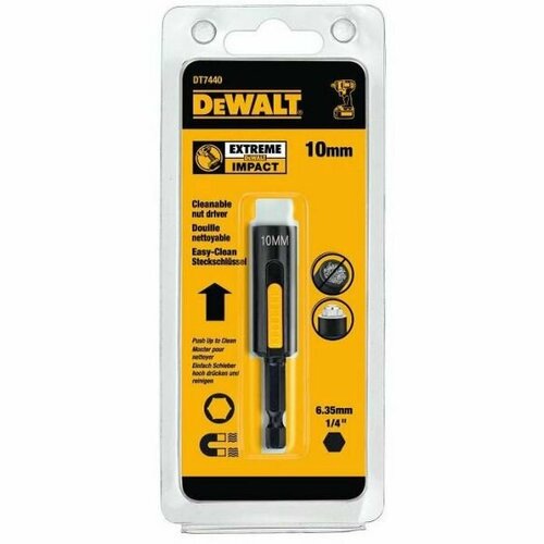 Торцевой ключ DEWALT IMPACT DT7440, 10 мм, магнитный Easy Clean насадка угловая dewalt dt20500 qz impact 2 поколения