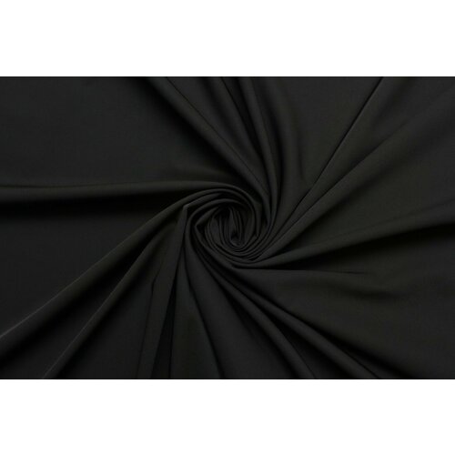 Ткань плательная стрейч чёрная, шелковистая, 380 г/пм, ш146см, 0,5 м