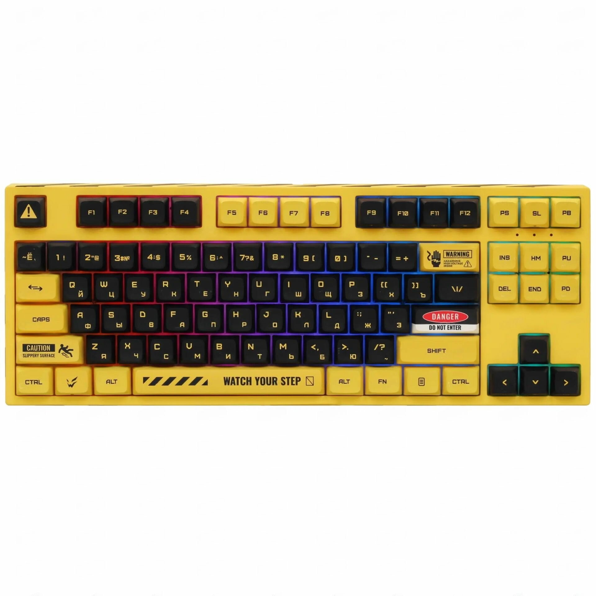 Игровая клавиатура для компьютера беспроводная / проводная механическая, механическая Gateron Mint, клавиш - 87, Bluetooth, USB, радиоканал, желтая, ARDOR GAMING Grader, 1 шт.