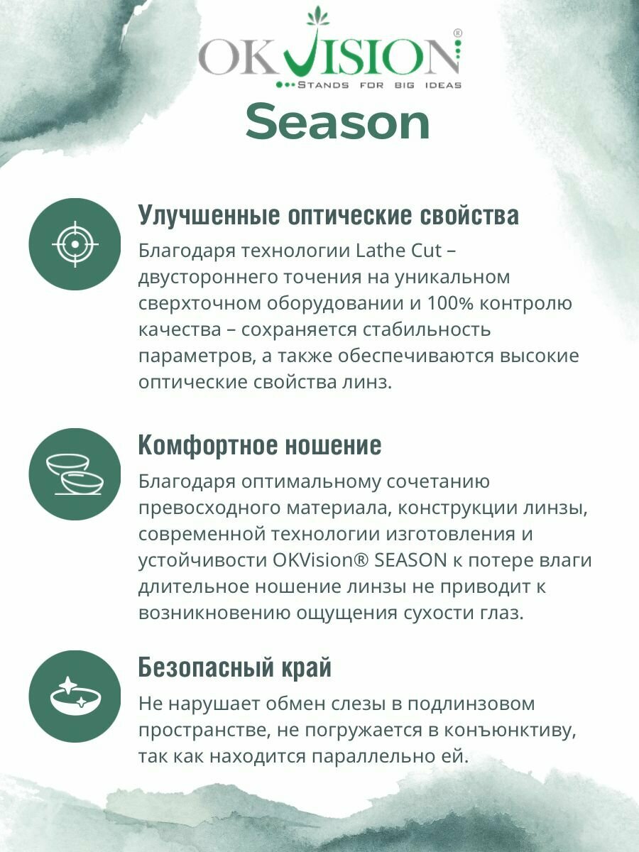 Контактные линзы OKVision SEASON 3 месяца, -3.75 8.6, 2 шт.