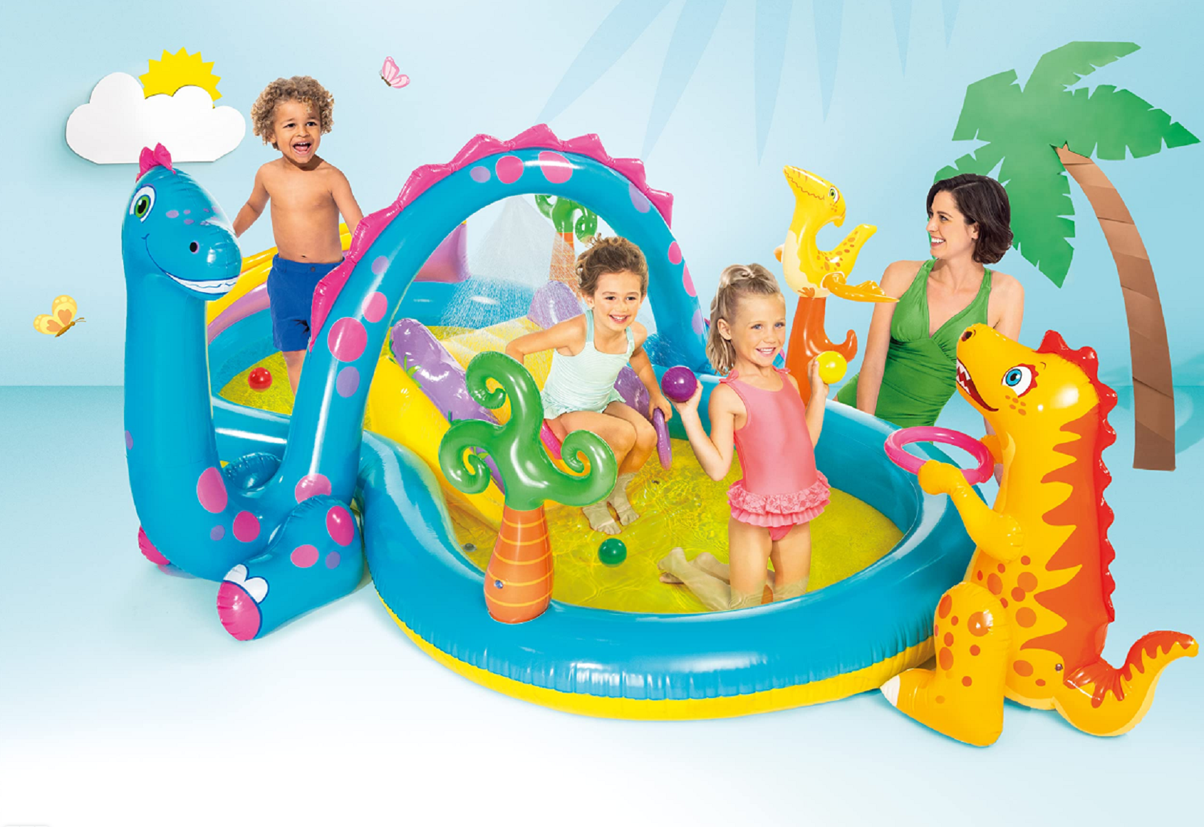 Игровой центр с бассейном Динопарк Intex 57135, горка, фонтан Play Center