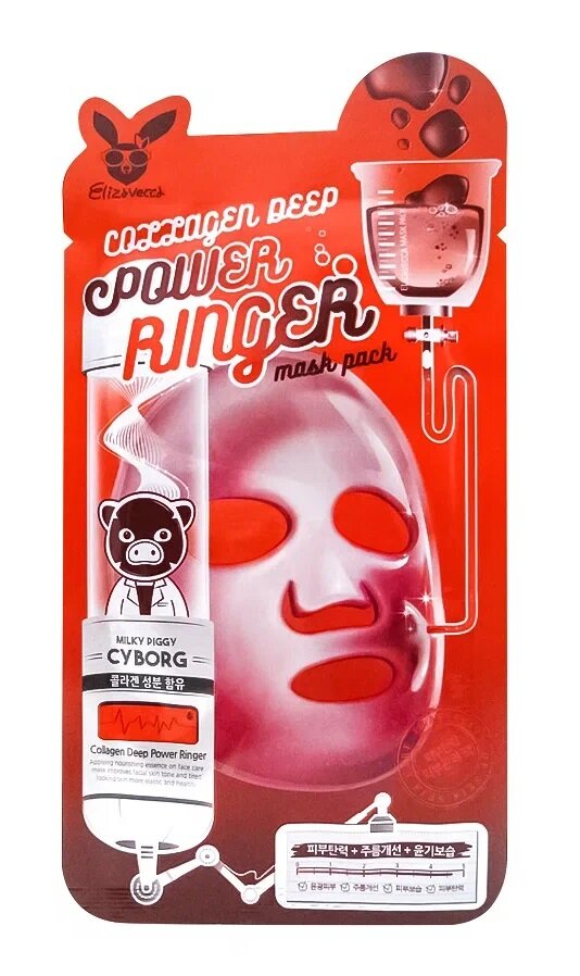 ELIZAVECCA ЕЛЗ Укрепляющая тканевая маска с коллагеном 23мл Power Ringer Mask Pack Collagen Deep