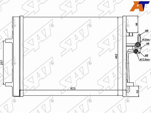 Радиатор кондиционера Ford Mondeo 07-15 / Volvo S60 10-18 / XC60 08-22 / Ford Galaxy 06-15 / S-MAX 06-15 / Land Rover Freelander 06-14 / Range Rover Evoque 11-18 / Volvo S80 06-16 / V60 10-19 / XC70 07-16