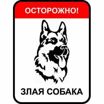 Знак «Осторожно злая собака» DUCKANDDOG - фото №1