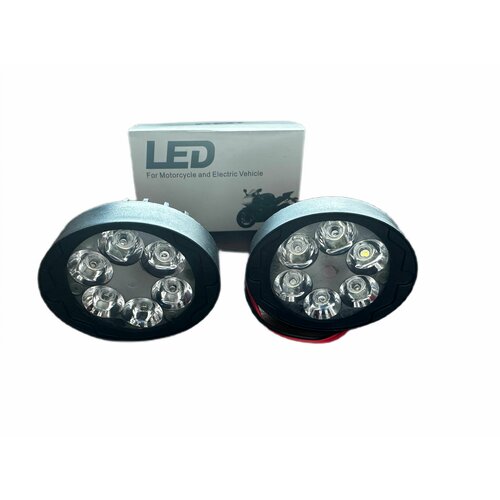 Фара противотуманная светодиодная универсальная / дневные ходовые огни для автомобиля 9-85V 4 LED светодиодов 6W 6000K размер 90х57 MM овал, 2 шт.