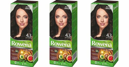 Краска для волос Rowena Soft Silk тон 4.3 шоколадный, без аммиака, 115 мл, 3 шт.