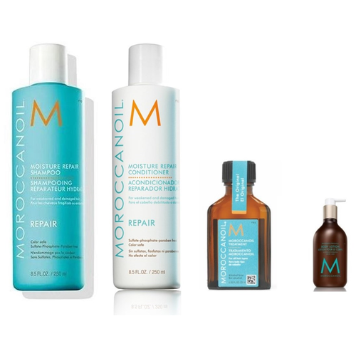 Шампунь Moroccanoil Moisture Repair Набор Spring Kit Repair, Набор: шампунь, кондиционер, масло для волос, лосьон для тела, Набор шампунь moroccanoil moisture repair набор light oil treatment color care набор масло восстанавливающее шампунь кондиционер набор