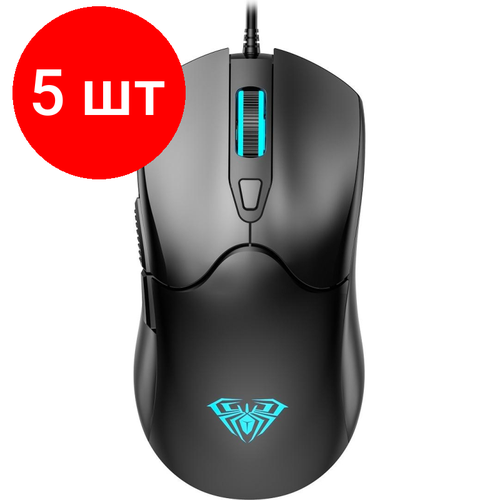 Комплект 5 штук Мышь компьютерная проводная AULA S13 USB dpi 1200-3600 6кн подсветка 512300₽