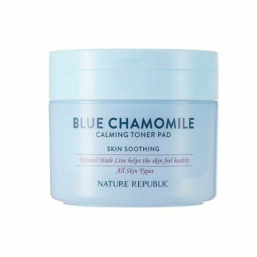 Тонер-пэды с экстрактом ромашки Nature Republic Natural Made Blue Chamomile Calming Toner Pad 50 шт тонер для лица с экстрактом лотоса nature republic lotus fresh toner 160 мл