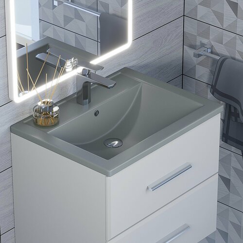 Раковина кварцевая для ванной Uperwood Foster Quartz 60х40,5х16,5 см, серая матовая, бетон