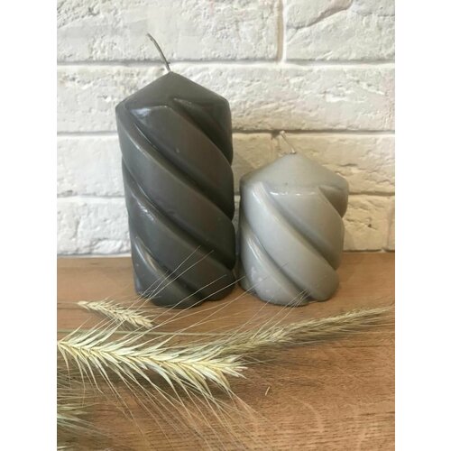 Набор из двух декоративных свечей 10 и 15 см цвет серый