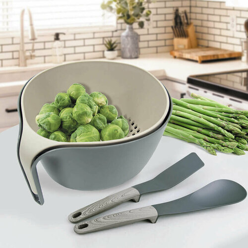 Дуршлаг Maestro MR-1685WG серый с чашей для смешивания 2в1 1217₽