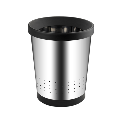 Ведро круглое офисное 12 л перфорированное из нержавеющей стали марки 410 без крышки 2582₽
