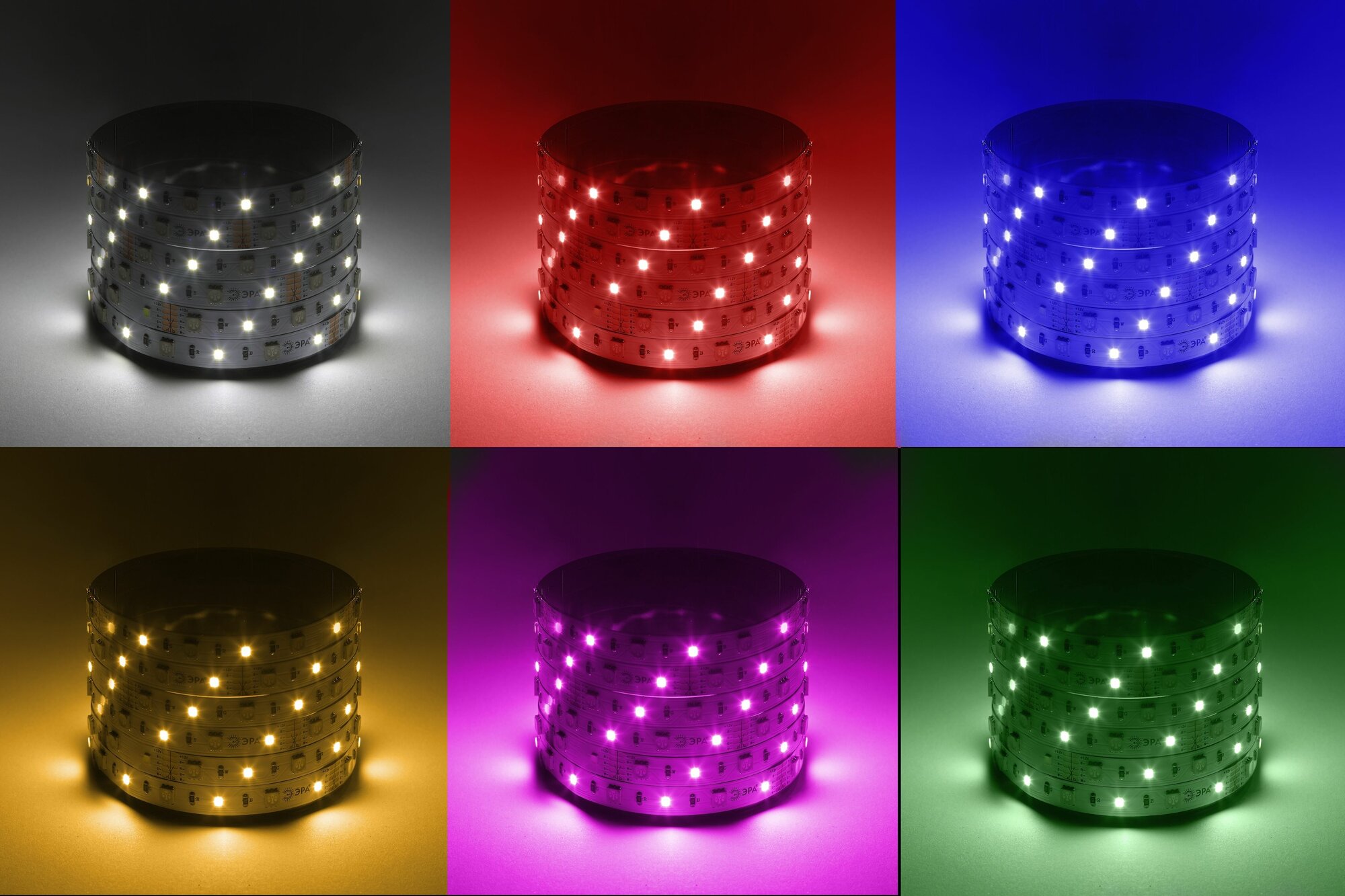фото Светодиодная лента LS5050 -14,4-60-12-RGB+W(6500)-IP20-1 year-5м 14,4Вт 12В 60LED разноцветная+холодный белый ЭРА