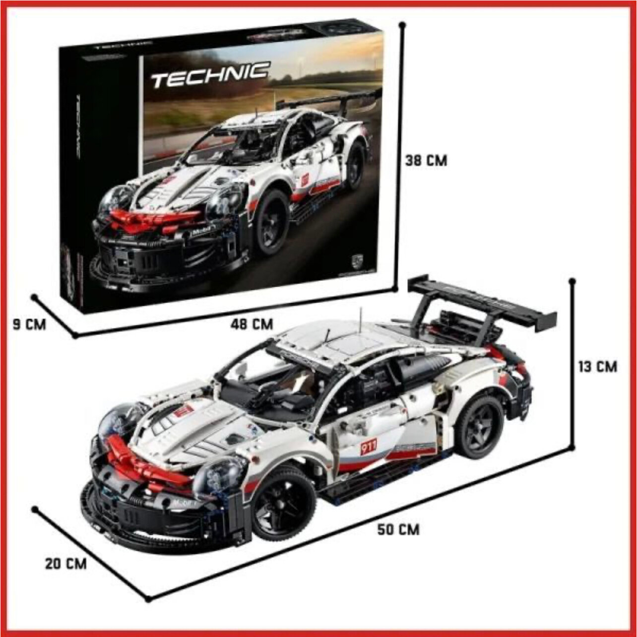 Конструктор Техник "Porsche 911 RSR" Деталей 1580 / Совместим с LEGO Technic