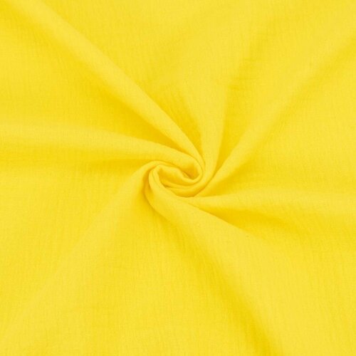 Ткань для шитья хлопок, 1 Метр ткани, Муслин гладкокрашеный 120 гр/м2, Отрез - 140х100 см, цвет желтый, для муслиновых пеленок