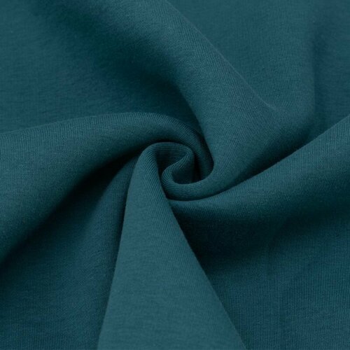 Ткань для шитья хлопок, 1 Метр ткани, Трикотаж Футер 3-х нитка с начесом, Компакт пенье, Отрез - 180х125 см, цвет петроль