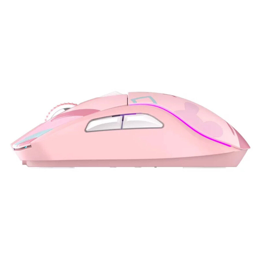 Мышь игровая беспроводная Dareu A950 Pink (розовый), DPI 400/800/1600/3200/6400/12000, подключение Tri-mode: проводное+2.4GHz+BT, встроенный аккумулятор 930mAh, зарядная станция, подсветка RGB, размер - фото №11