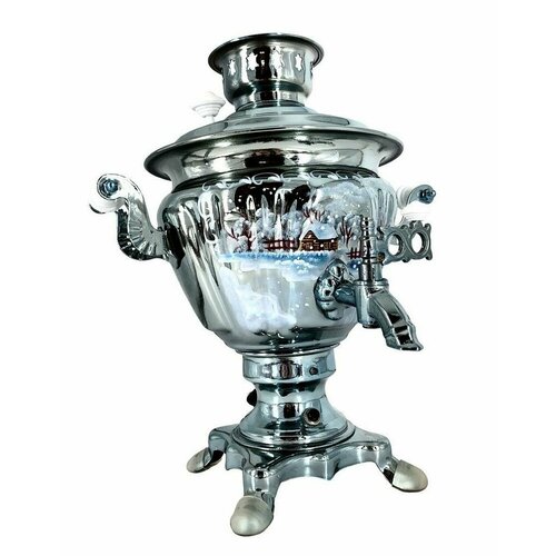 Самовар электрический 2 литра с художественной росписью Зимняя деревня 14990₽