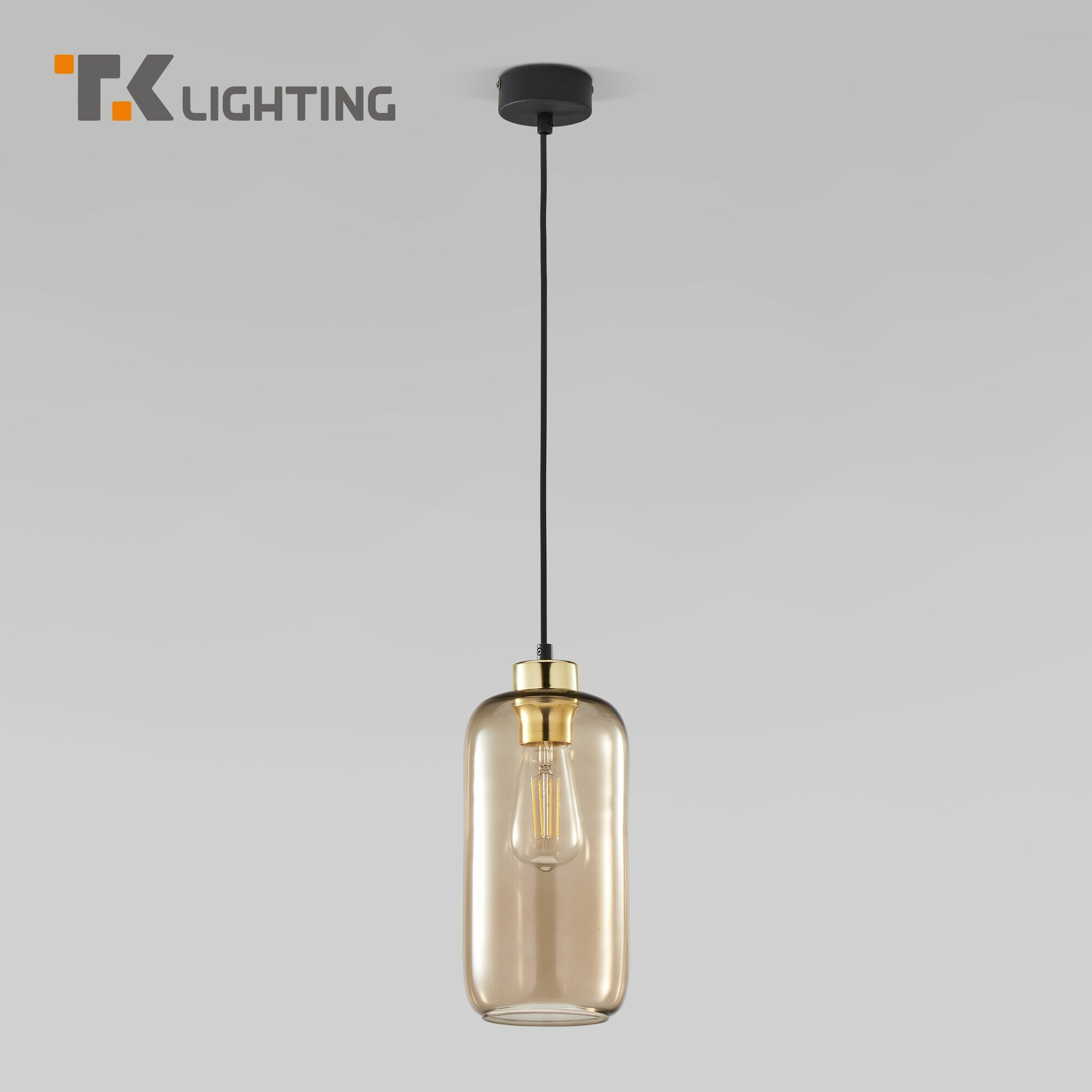Подвесной светильник со стеклянным плафоном TK Lighting 3314 Marco, цвет золотой / черный / коричневый, IP20