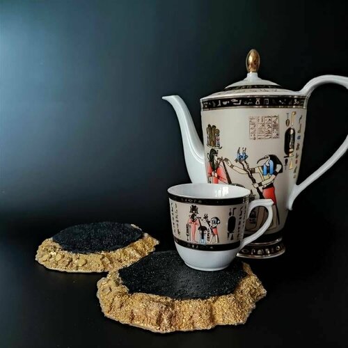 Комплект подстаканников Черный с золотом из гипса 1363₽