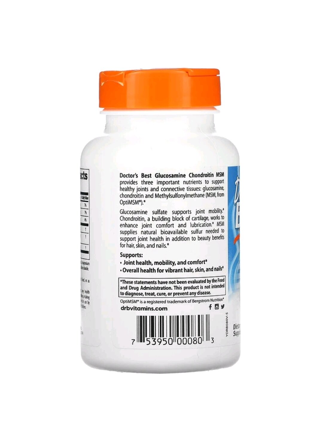 Изображение Doctor's Best Глюкозамин, Хондроитин, МСМ с OptiMSM, 120 капсул