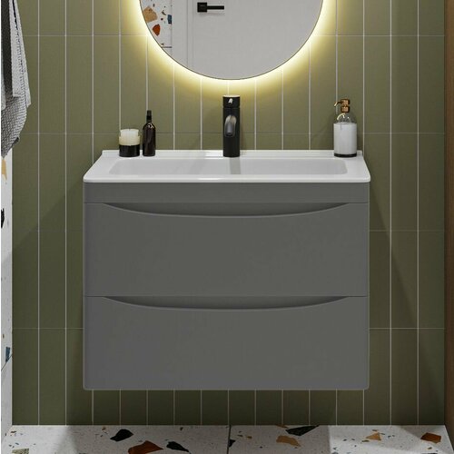 Тумба с раковиной Vivon Ostin 70 подвесная серая матовая