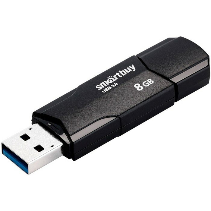 Флешка Smartbuy 8GBCLU-K3, 8 Гб, USB3.0, чт до 175 Мб/с, зап до 25 Мб/с, черная