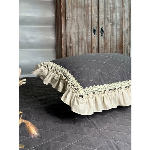 Наволочка Black из льна, размер 50x70