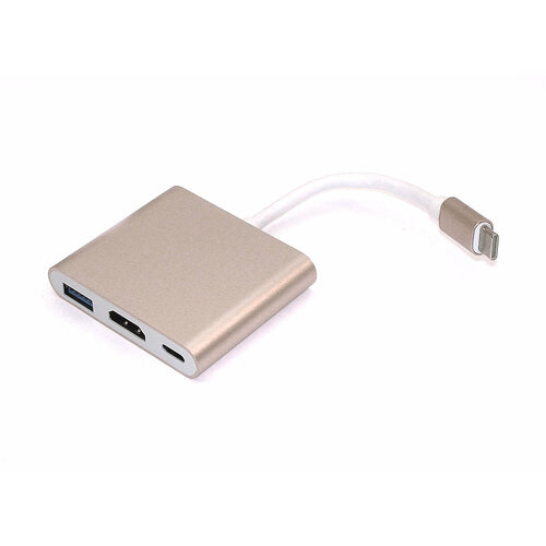 Адаптер Type-C на USB, HDMI 4K Type-С для MacBook золотой адаптер type c на usb hdmi 4k type с для macbook золотистый