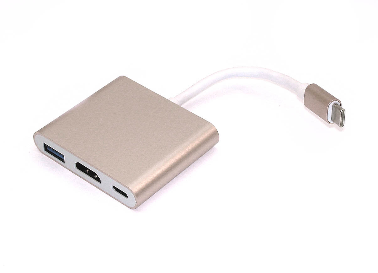 Адаптер Type-C на USB, HDMI 4K Type-С для MacBook золотой