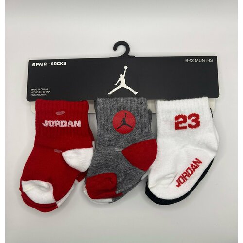 Носки Jordan 3 пары, размер 6-12 мес, красный, белый