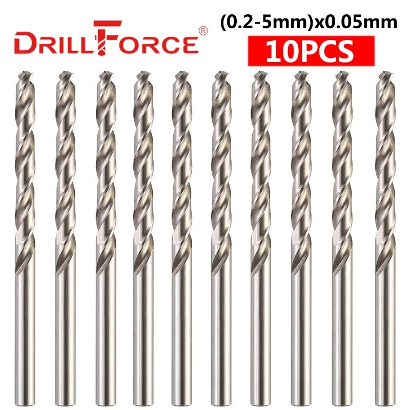 DRILLFORCE Спиральные сверла HSS M2 0 2-5 мм  0 8mm
