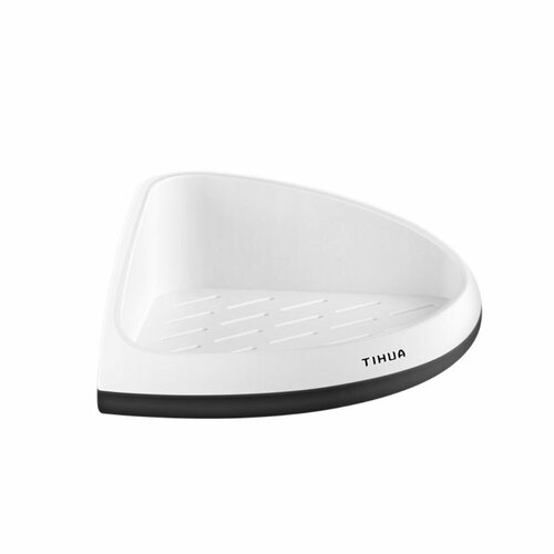 Полка угловая интересный дизайн белая с черным для мест с ограниченным пространством 749₽