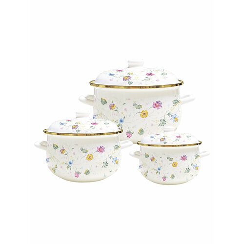 Набор кастрюль VELLEZZA WHITE VZ-1002WT, 2л/4.5л/6.5л