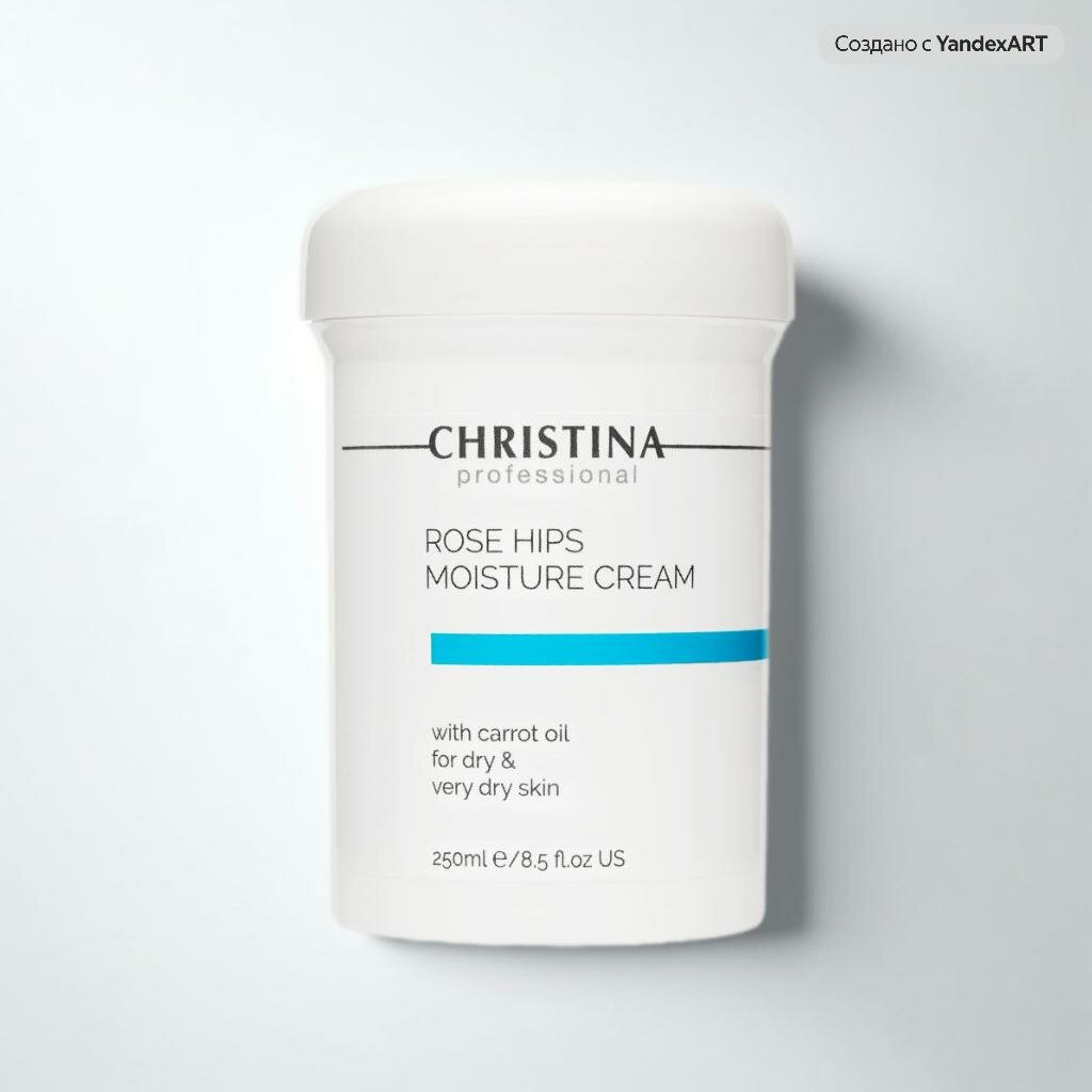 Christina Rose Hips Moisture Cream with Carrot Oil for dry and very dry skin - Увлажняющий крем с маслом моркови для сухой и очень сухой кожи «Шиповник», 250 мл