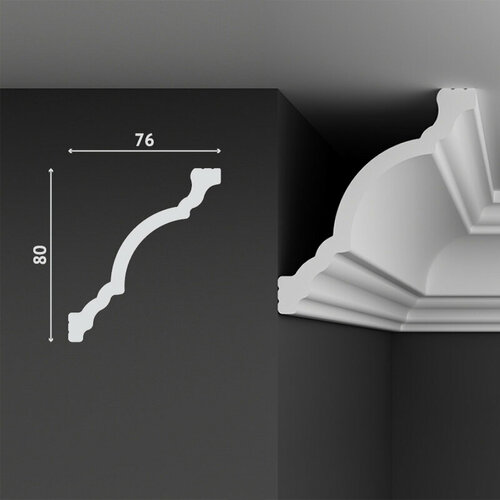 Плинтус потолочный дюрополимер Decostar (Декостар), 70х70х2000 мм, SK58 белый