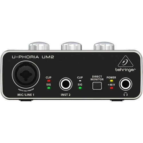 Behringer UM2 внешняя звуковая карта (звуковой интерфейс), USB2.0, 2 вх/2 вых канала