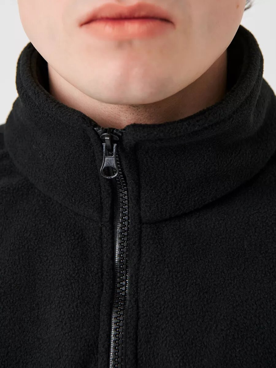 Толстовка TopYoungs флисовая теплая без капюшона, полузамок мужская/женская, размер 3XL, , черный — фото 1