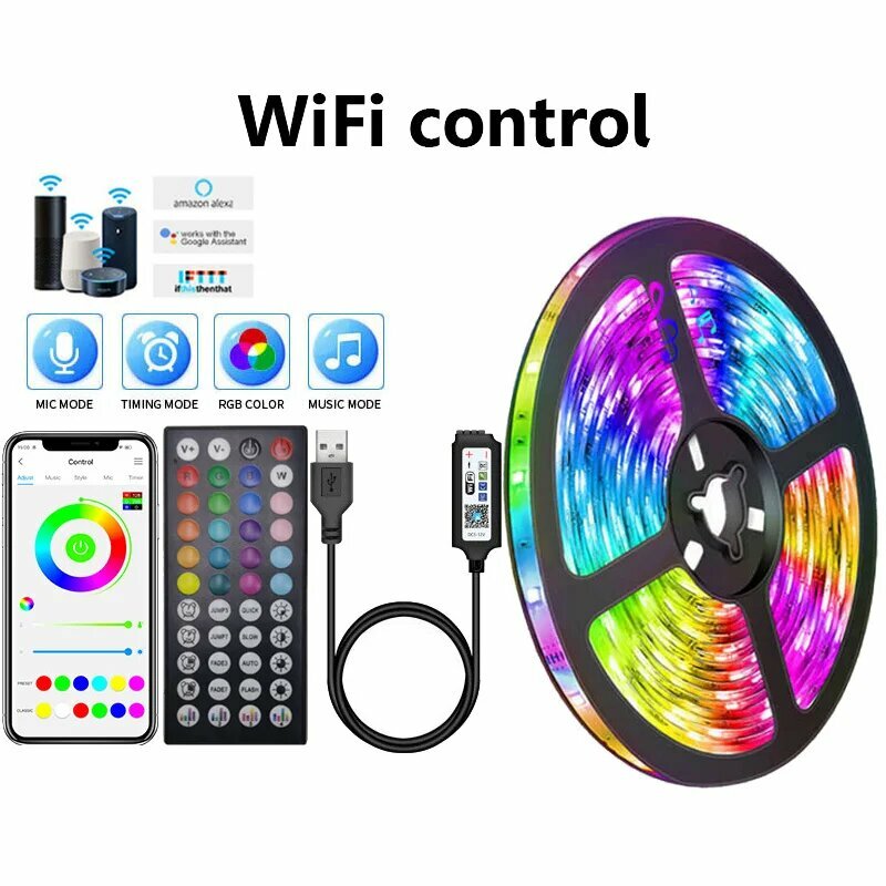 Светодиодная лента RGB 5050, 1-30 м, с подсветкой, 20m, Wifi controller
